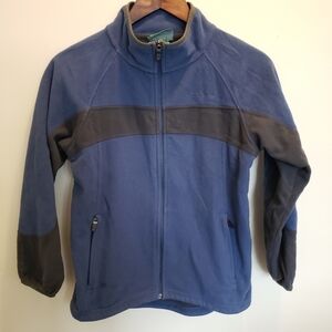 LL Bean Polartec Fleece Jacket Navy Blue Full Zip Boys Medium